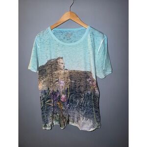 Blue 84 Crazy Horse Memorial Burnout Graphic T-Shirt Turquoise XL South Dakota